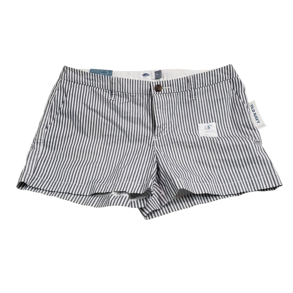 Old Navy Womens Railroad Stripe Everyday Shorts 10 Blue White